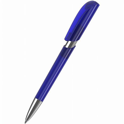 ein blauer stift mit einer silbernen spitze Druckkugelschreiber Push transparent Mn (Bild 1)