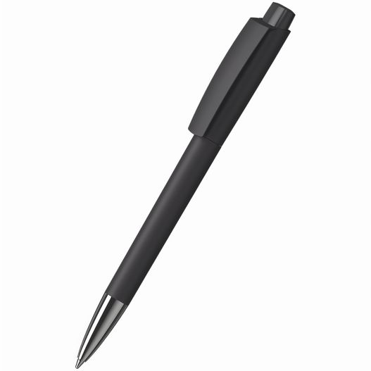 ein stift mit einem schwarzen körper und einer silbernen spitze Druckkugelschreiber Zeno softtouch/high gloss Mn (Bild 1)