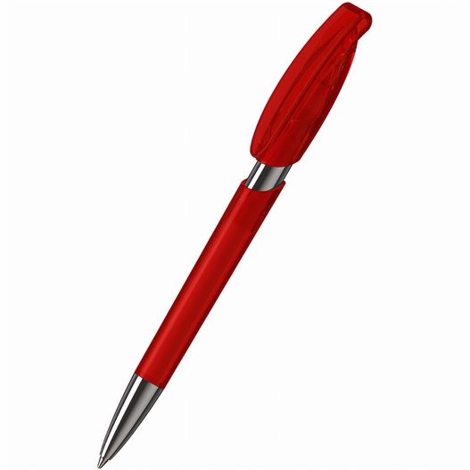 ein roter stift mit silberner spitze Druckkugelschreiber Rodeo transparent Mn (Bild 1)