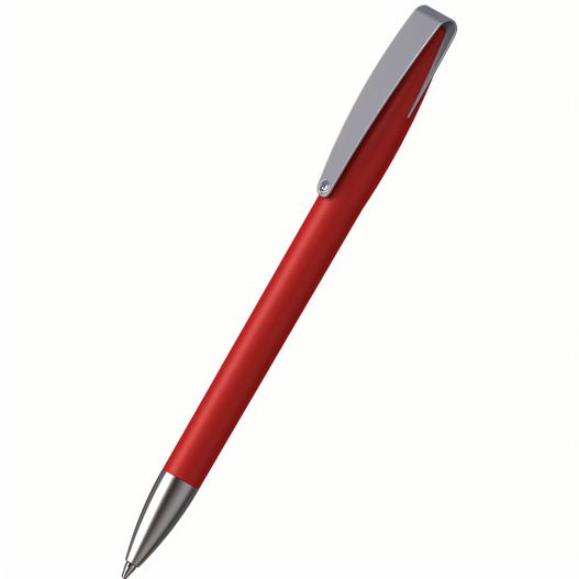 ein roter stift mit silberner spitze Drehkugelschreiber Cobra matt MMs (Bild 1)
