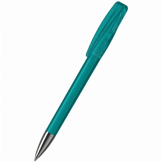 ein stift mit einem grünen körper und silberspitze Drehkugelschreiber Cobra transparent Mn (Bild 1)