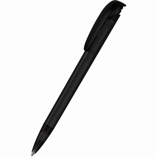 ein stift mit einem schwarzen körper und einer schwarzen spitze Druckkugelschreiber Jona transparent (Bild 1)