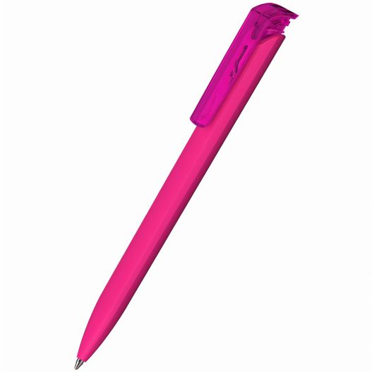 ein pinker stift mit rosa spitze auf weißem hintergrund Druckkugelschreiber Trias softtouch/transparent (Bild 1)