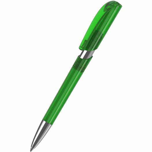 ein grüner stift mit silberner spitze Druckkugelschreiber Push transparent Mn (Bild 1)