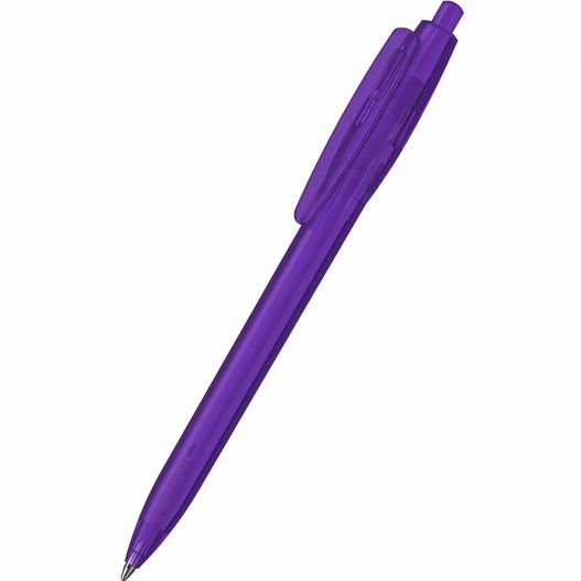 ein lila stift auf einer weißen oberfläche Druckkugelschreiber Klix transparent (Bild 1)