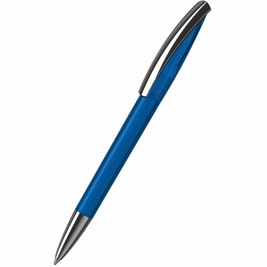 ein blauer stift mit schwarzer spitze Drehkugelschreiber Arca transparent MMn (Bild 1)