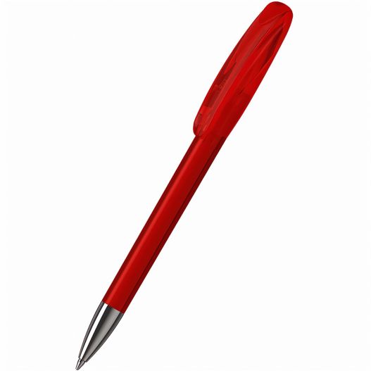 ein roter stift mit einer silbernen spitze auf weißem hintergrund Drehkugelschreiber Boa transparent Mn (Bild 1)