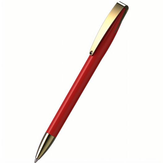 ein roter stift mit goldspitze auf weißem hintergrund Drehkugelschreiber Cobra high gloss MMg (Bild 1)