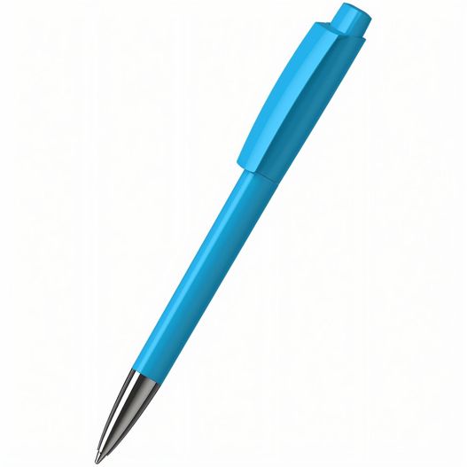 ein blauer stift mit einer silbernen spitze Druckkugelschreiber Zeno high gloss Mn (Bild 1)
