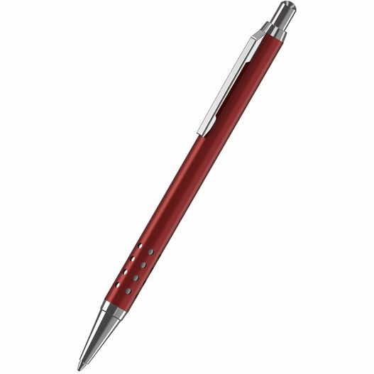 ein roter stift mit silberner spitze Druckkugelschreiber Aura metal MMc (Bild 1)