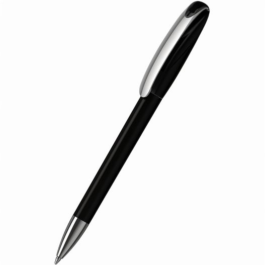 ein stift mit schwarzem körper und silberspitze Drehkugelschreiber Boa transparent MMn (Bild 1)