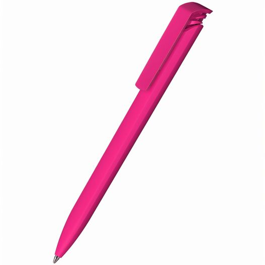 ein rosa stift mit einer metallspitze auf einem weißen hintergrund Druckkugelschreiber Trias softtouch/high gloss (Bild 1)