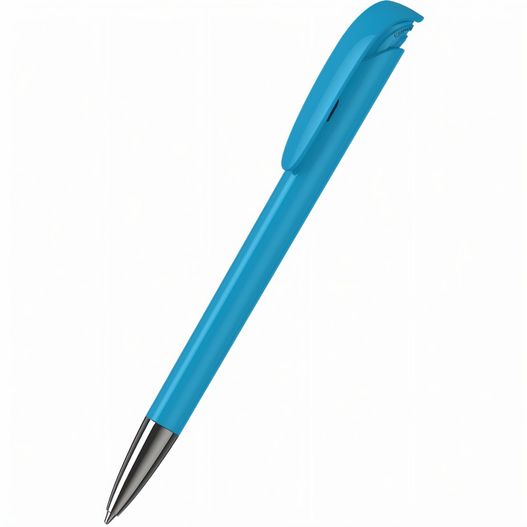 ein blauer stift mit einer metallspitze auf weißem hintergrund Druckkugelschreiber Jona high gloss Mn (Bild 1)