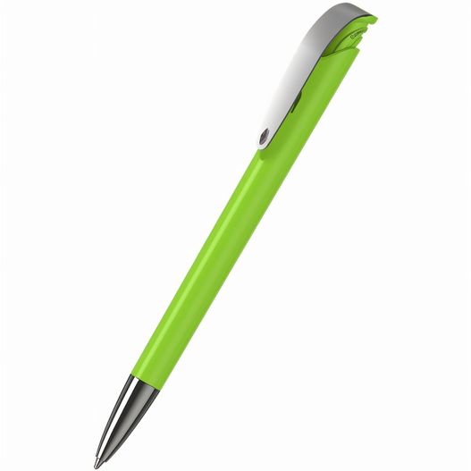 ein grüner stift mit einer silbernen spitze und einer weißen kappe Druckkugelschreiber Jona high gloss MMn (Bild 1)