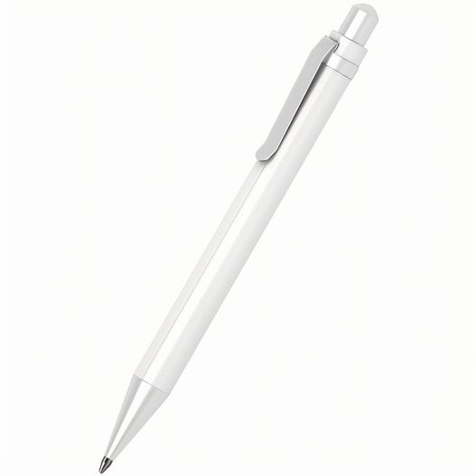 ein stift mit einem weißen körper und silberspitze Druckkugelschreiber Icy high gloss MMc (Bild 1)