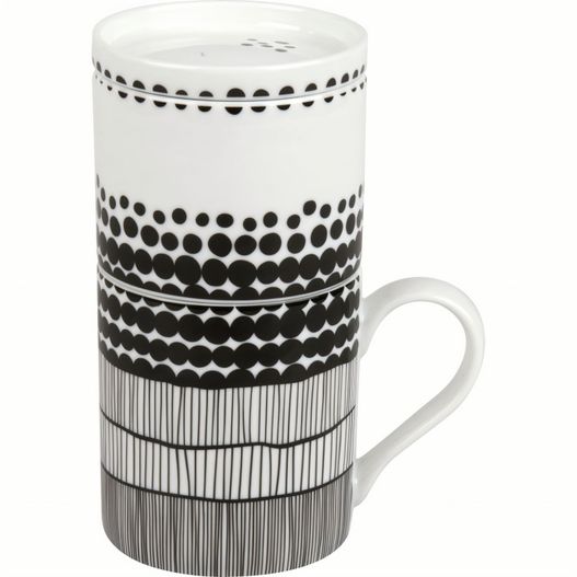 ein schwarz-weißer kaffeebecher mit schwarzem und weißem design KÖNITZ Coffee for one Coffee (Inhalt: 330 ml) (Bild 1)
