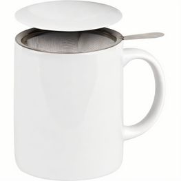 KÖNITZ Porzellanbecher weiß mit Deckel und Sieb