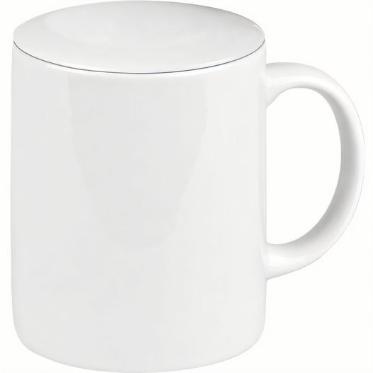 ein weißer kaffeebecher mit einem deckel KÖNITZ Porzellanbecher Weiß mit Deckel (Bild 1)