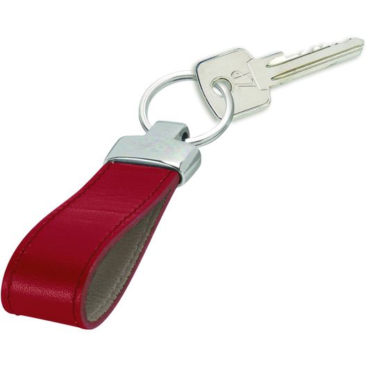 eine rote schlüsselanhänger mit einem silbernen schlüssel auf weißem hintergrund Schlüsselanhänger (Bild 1)