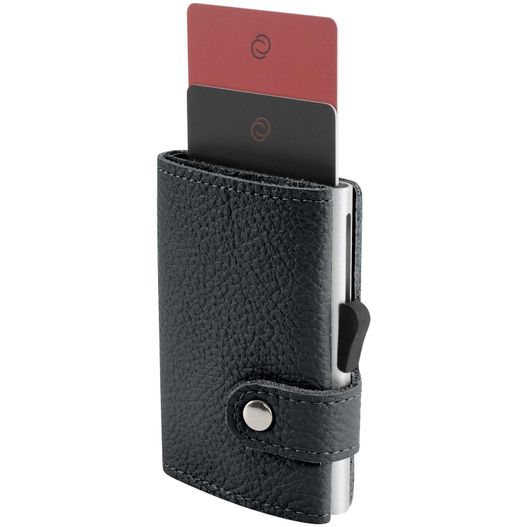 eine schwarze brieftasche mit einer roten karte darin C-Secure RFID Börse XL (Bild 1)