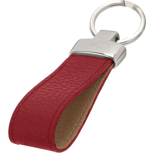 eine rote leder schlüsselanhänger mit einem metallring Schlüsselanhänger (Bild 1)