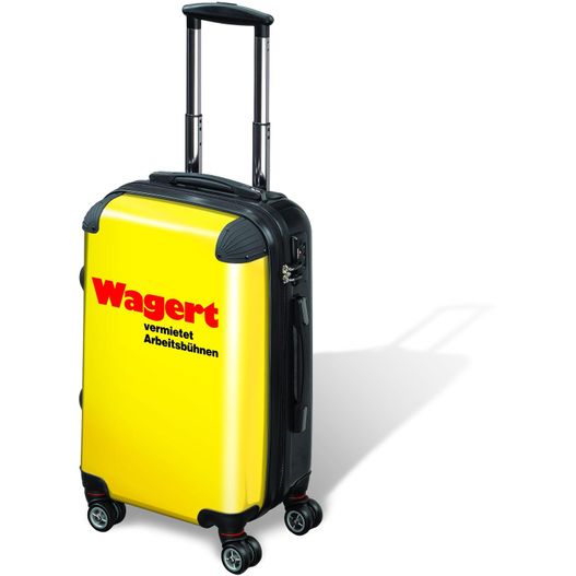 ein gelber koffer mit einem logo darauf Trolley mit 4 Rollen (Bild 1)