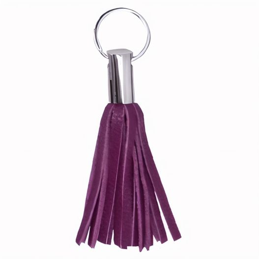 eine lila leder-tassel mit einem silbernen metall schlüsselanhänger Schlüsselanhänger (Bild 1)