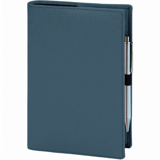 ein blaues leder notebook mit einem stift darin Buchhülle (Bild 1)