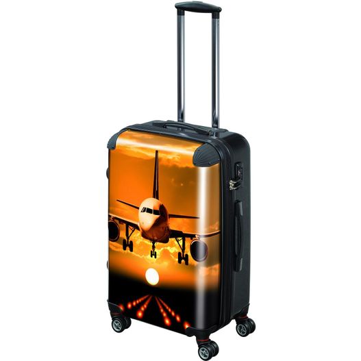 ein koffer mit einem bild eines flugzeugs darauf Trolley mit 4 Rollen (Bild 1)