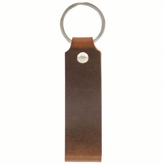 eine braune leder schlüsselanhänger mit einem metallring Schlüsselanhänger (Bild 1)