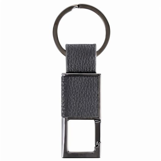 eine schwarze schlüsselkette mit einem metallring Schlüsselanhänger (Bild 1)