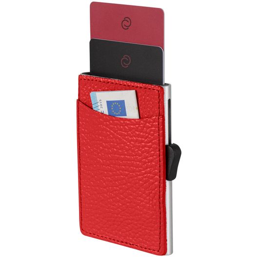 eine rote brieftasche mit einer kreditkarte darin C-Secure RFID Kartenhalter (Bild 1)