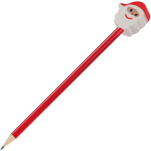 ein bleistift mit einem santa-gesicht darauf Holzbleistift mit verschiedenen Radiergummiaufsätzen (Bild 1)