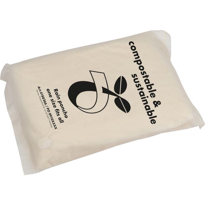 Produktabbildung Regenponcho aus PLA in einer Tragetasche - kompostierbar Regenponcho aus PLA in einer Tragetasche - kompostierbar