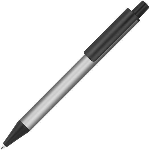 ein stift mit einer schwarzen spitze und einem silbernen körper Kugelschreiber aus Aluminium (Bild 1)