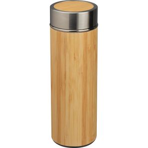 Edelstahl Trinkflasche mit Bambusummantelung und Teesieb