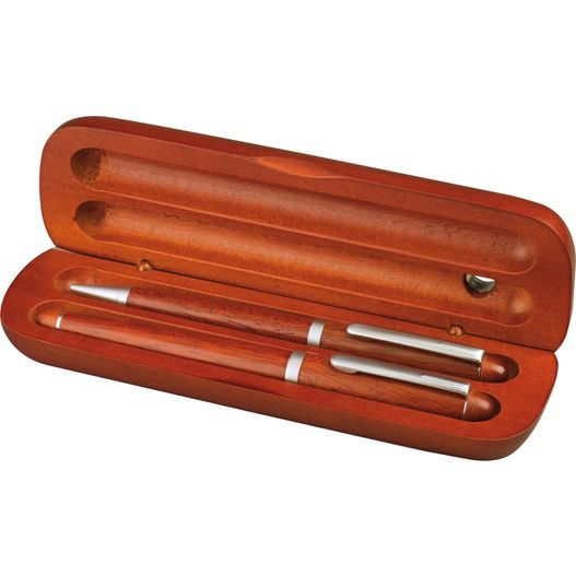 Produktabbildung Holz Schreibset mit Kugelschreiber und Füllfederhalter Holz Schreibset mit Kugelschreiber und Füllfederhalter (Bild 1)