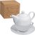 Teekanne mit Tasse und Untersetzer aus Porzellan (Bild 1)