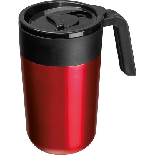 einen roten und schwarzen kaffeebecher mit griff Trinkbecher 400ml (Bild 1)