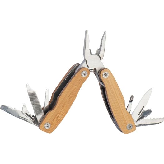 ein mehrwerkzeug mit einem holzgriff Multitool aus Bambus (Bild 1)