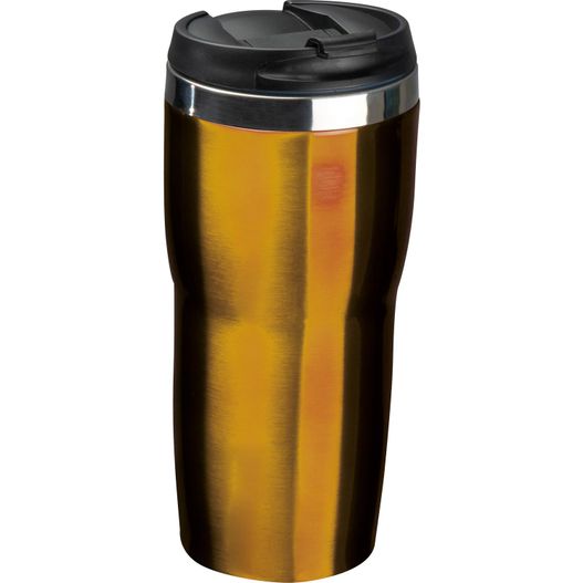 ein reisebecher aus edelstahl mit schwarzem deckel Vakuum Edelstahltrinkbecher, 480ml (Bild 1)