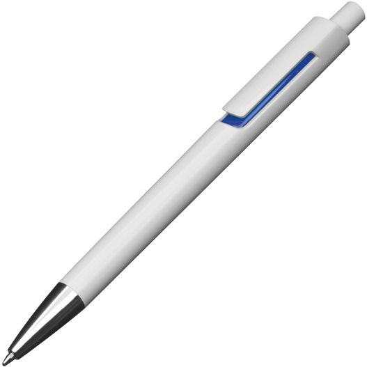 Produktabbildung Weißer Kugelschreiber mit farbigen Applikationen Weißer Kugelschreiber mit farbigen Applikationen (Bild 1)