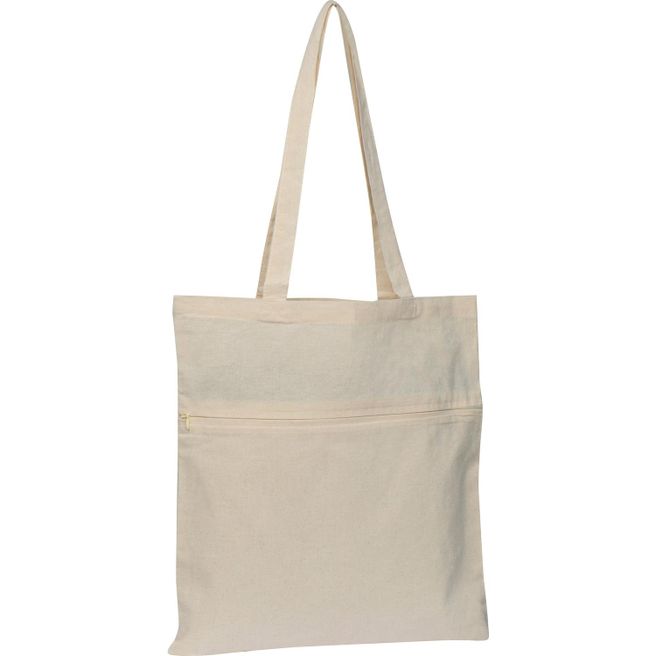 Baumwolltasche mit Reißverschlussfach