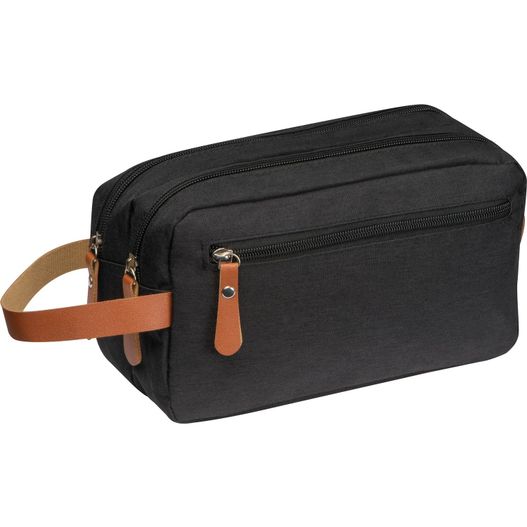 eine schwarze toilettentasche mit einem tannenriemen Kosmetiktasche aus Polyester (Bild 1)