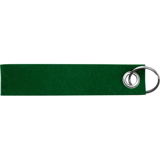 eine grüne schlüsselkette mit einem silberring Schlüsselanhänger aus RPET Filz (Bild 1)