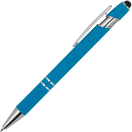 ein blauer stift mit einer silbernen spitze und einer schwarzen spitze Kugelschreiber mit Muster (Bild 1)