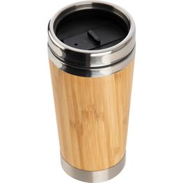 Edelstahlbecher mit Bambussummantelung, 400 ml