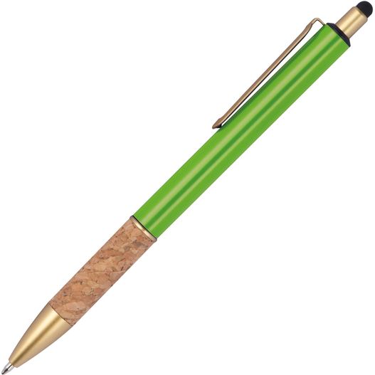 ein grüner stift mit einer goldenen spitze und einer schwarzen spitze Kugelschreiber mit Korkgriffzone (Bild 1)