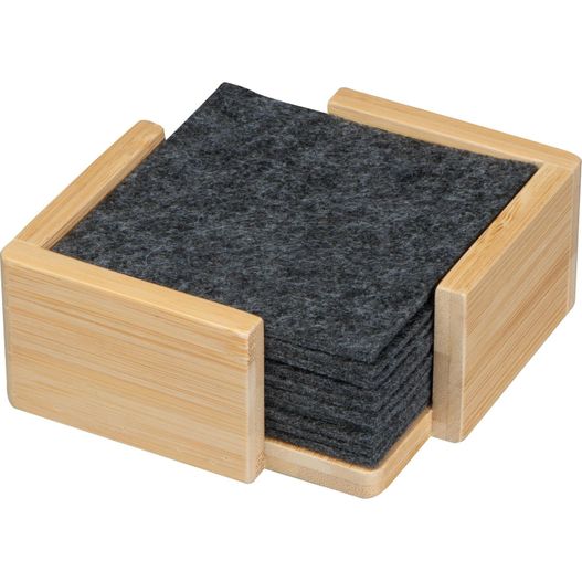 Produktabbildung 10 Filzuntersetzer im Bambusständer 10 Filzuntersetzer im Bambusständer (Bild 1)