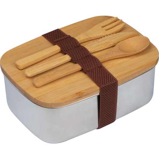 Produktabbildung Große Brotzeitbox mit Bambusdeckel und elastischem Band Große Brotzeitbox mit Bambusdeckel und elastischem Band (Bild 1)